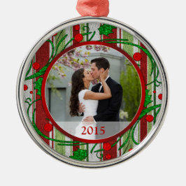 Candy Stripes First Christmas Together Foto Silbernes Ornament
