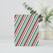 Candy Stripes Glitzer Postkarte (Stehend Vorderseite)