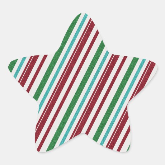 Candy Stripes Glitzer Stern-Aufkleber (Vorderseite)