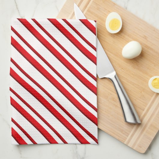 Candy Stripes, Pfefferminze rot & weiß Handtuch (Viertel Falte)