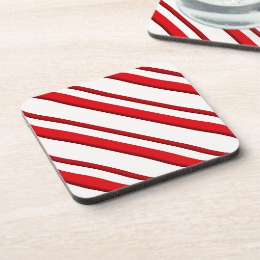 Candy Stripes, Pfefferminze rot & weiß Untersetzer (Linke Seite)