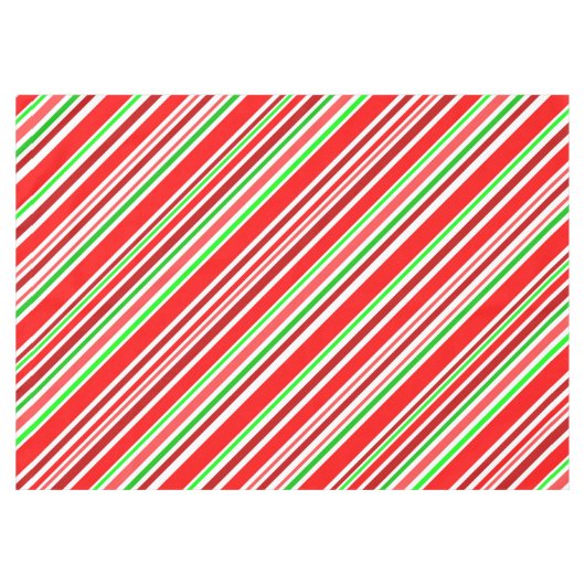 Candy Stripes Red White Green Festive Diagonal Tischdecke (Vorderseite (Horizontal))