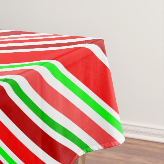 Candy Stripes Red White Green Festive Diagonal Tischdecke (Beispiel)