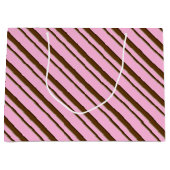 Candy Stripes, rosa und schokoladenbraun Große Geschenktüte (Vorderseite)