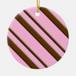 Candy Stripes, rosa und schokoladenbraun Keramikornament