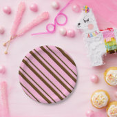 Candy Stripes, rosa und schokoladenbraun Pappteller (Party)