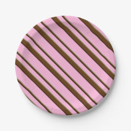 Candy Stripes, rosa und schokoladenbraun Pappteller
