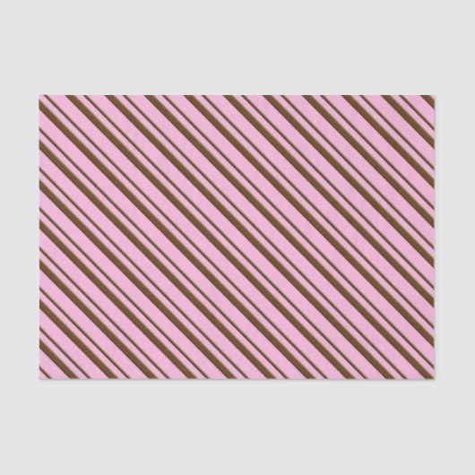 Candy Stripes, rosa und schokoladenbraun Seidenpapier (Vorderseite)