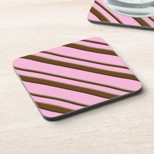 Candy Stripes, rosa und schokoladenbraun Untersetzer (Linke Seite)