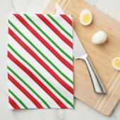 Candy Stripes, rot, grün und weiß Handtuch (Viertel Falte)