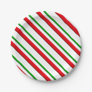 Candy Stripes, rot, grün und weiß Pappteller