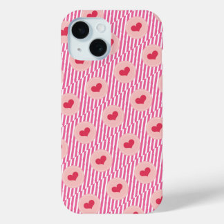 Candy Stripes Rote Liebe Herz Valentinstag iPhone 15 Hülle