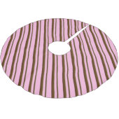Candy stripes - Schokolade auf rosa Polyester Weihnachtsbaumdecke (Schrägansicht)