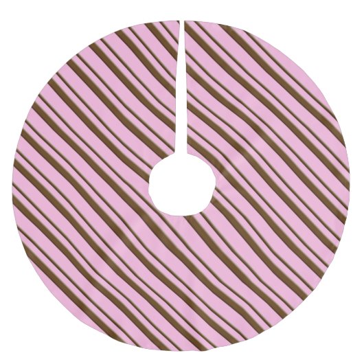 Candy stripes - Schokolade auf rosa Polyester Weihnachtsbaumdecke (Vorderseite)