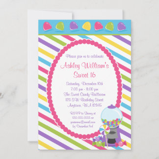 Candy Stripes Sweet 16 Geburtstag Einladung