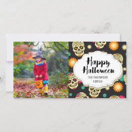 Candy Sugar Skulls Halloween Picture Card Feiertagskarte