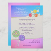 Candy Sweet Bat Mitzvah Blue Himbeere Einladung (Vorne/Hinten)