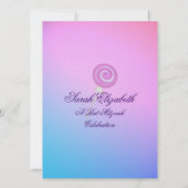 Candy Sweet Bat Mitzvah Blue Himbeere Einladung (Rückseite)