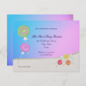 Candy Sweet Blue Raspberry Bat Mitzvah Einladung (Vorne/Hinten)