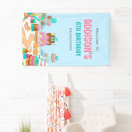 Candy Sweet Girl's Candyland Geburtstag Banner (Insitu)