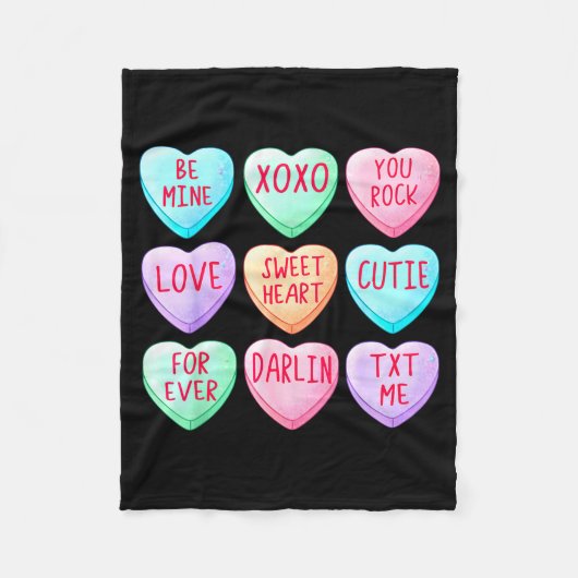 Candy Sweet Hearts Love Valentines Day Shirt Women Fleecedecke (Vorderseite)