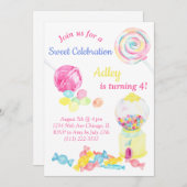 Candy Sweet Lollipop Girl Birthday Einladung (Vorne/Hinten)