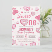 Candy Sweet One 1. Geburtstag Einladung (Stehend Vorderseite)