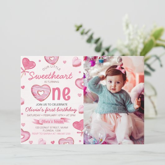 Candy Sweet One 1. Geburtstag Einladung (Stehend Vorderseite)