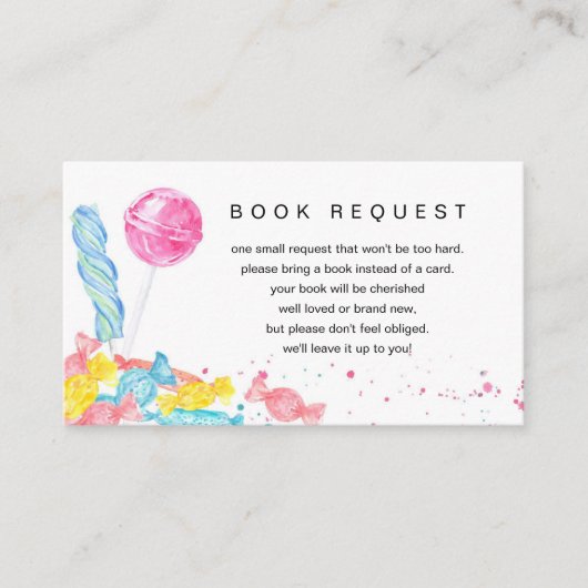 Candy Sweet Shop Kinderdusche Buchungsanfrage Begleitkarte (Vorderseite)