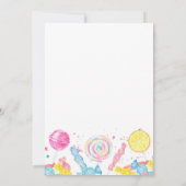 Candy Sweet Shop Kinderdusche Einladung (Rückseite)