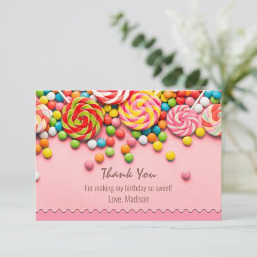 Candy Sweet Shop Vielen Dank Dankeskarte (Stehend Vorderseite)