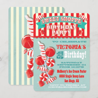Candy Sweet Shoppe Geburtstagsparty Einladung