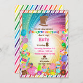 Candy Thema, Schokolade, Goldene Karte, Regenbogen Einladung (Vorne/Hinten)