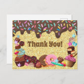 Candy-Thema, Schokolade, rosa blaue Sprinklen Postkarte (Vorne/Hinten)