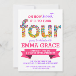 Candy Theme 4. Geburtstag Party Frische Pasta mach Einladung