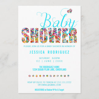 Candy Theme Baby Shower Party Es ist ein Junge Einladung
