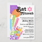 Candy Theme Bat Mitzvah Einladung (Vorderseite)