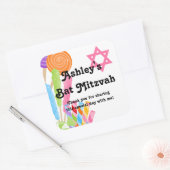 Candy Theme Bat Mitzvah Favor Quadratischer Aufkleber (Umschlag)