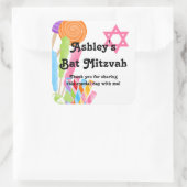 Candy Theme Bat Mitzvah Favor Quadratischer Aufkleber (Tasche)