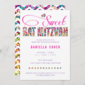 Candy Theme BAT MITZVAH Geburtstag Einladung (Vorne/Hinten)