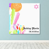Candy Theme Bat Mitzvah Sign in Leinwanddruck (Insitu (Holzboden))