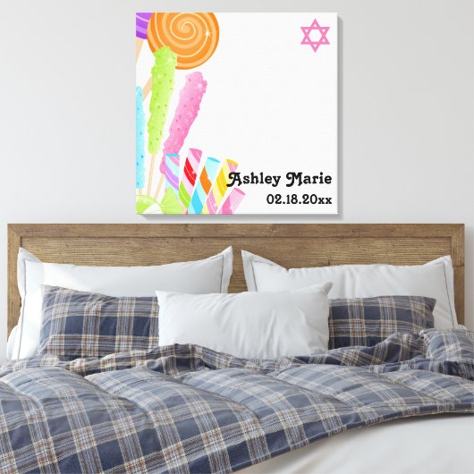 Candy Theme Bat Mitzvah Sign in Leinwanddruck (Insitu (Schlafzimmer))