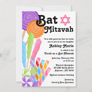 Candy Theme Bat Mizwa Einladung