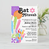 Candy Theme Bat Mizwa Einladung (Stehend Vorderseite)