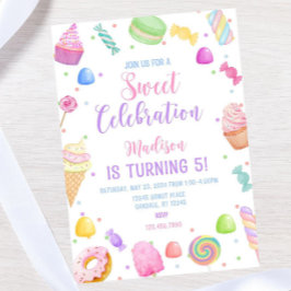 Candy theme Birthday Invitation template, Candylan Einladung