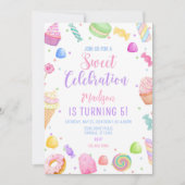 Candy theme Birthday Invitation template, Candylan Einladung (Vorderseite)