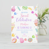 Candy theme Birthday Invitation template, Candylan Einladung (Stehend Vorderseite)