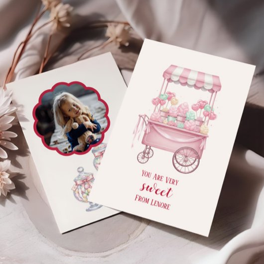 Candy Theme Kinder Valentinskarte mit Foto,  Mitteilungskarte