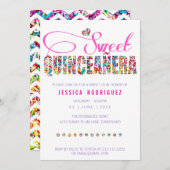 Candy Theme Quinceañera Birthday Einladung (Vorne/Hinten)
