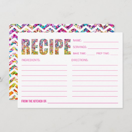 Candy Theme RECIPE CARD Post Card Einladung (Vorne/Hinten)